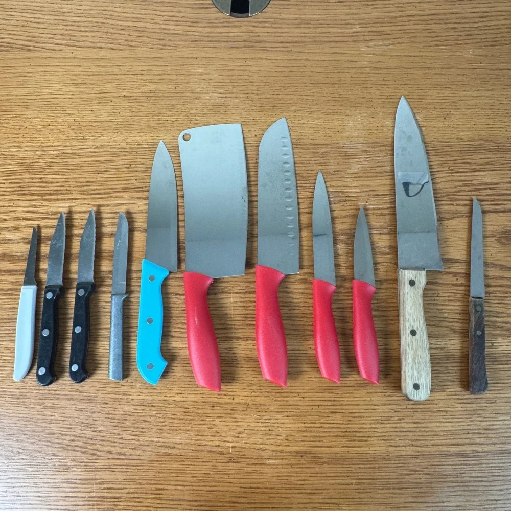 11pc Mixed Kitchen Knife Set Stainless Steel Cleaver Chef Santoku Paring Steak